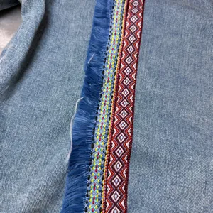 Boom Boom Jeans Womens Size Large Denim Jacket Blue Jean Boho Embroidered Fringe thumbnail 11