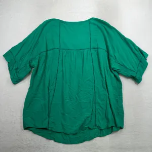 Chico's Size 3 XL Blouse Peasant Boho Green Crochet Trim Rayon Short Sleeve Top thumbnail 11