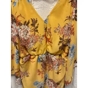 RWish Medium Yellow Floral Wrap Dress V Neck Flowey Maxi Chiffon‎ thumbnail 11