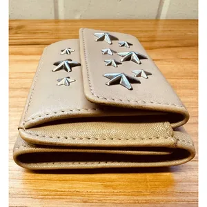 Jimmy Choo Nemo Trifold Wallet With Coin Purse Stars Studs‎ Leather Small Wallet thumbnail 16