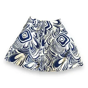 CAbi Womens Skirt Sz 0 Lombard Blue‎ White Geo Swirl Pockets A-Line thumbnail 6