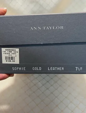 Ann Taylor Sophie Gold Leather Heels Open Toe 7.5 thumbnail 9
