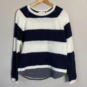 Anthropologie Sita Murt Long Sleeve Striped Wool Sweater Women Small Black White thumbnail 4