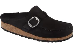 Birkenstock Buckley Clogs Moccasin Suede Cork Adjustable Buckle Black 5 thumbnail 1