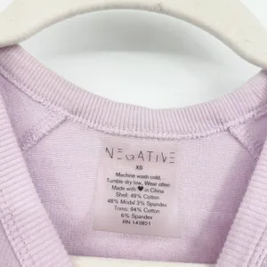 Negative Womens Lilac Modal Cotton Lounge Travel Club Crew‎ Sweatshirt Size XS thumbnail 5