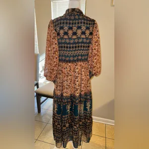 Gorgeous aureum small medium fall jewel tone print button maxi dress thumbnail 4