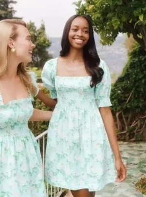NWT Hill House Home The Elizabeth Nap Dress - Blue Roses Poplin thumbnail 2