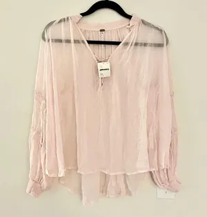 Free People lace up sheer blouse thumbnail 2