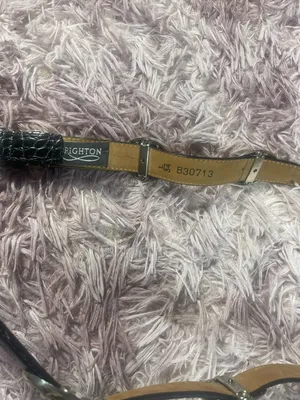 Brighton Black Patent Leather Thin Belt with Silver Hardware thumbnail 4