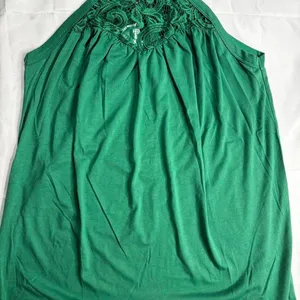 Wiholl Green Floral Lace Halter Top Size S thumbnail 1