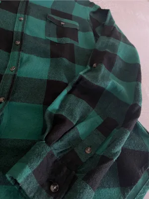 Passport Green Black Plaid Flannel Button Down Shirt - Size XL - 100% Cotton thumbnail 6