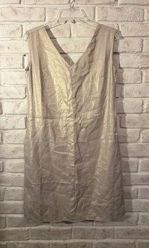 Nicole Miller Metallic Gold Dress Size XS Sleeveless V-Neck Mini thumbnail 1