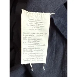 J CREW | navy blue embroidered midi sleeveless shift dress M linen blend thumbnail 4