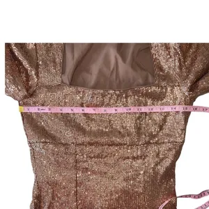 INTERMIX Hilary Rose Gold Sequin Square Neck Long Sleeve Mini Dress Size 0 thumbnail 10