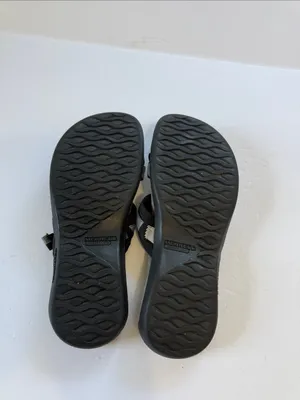 Merrell Black and Gray Webbing Toe-Loop Slide Sandals thumbnail 7