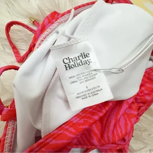 Charlie Holiday Isidora One Piece Swimwear Pink Zebra Swimsuit Size Small thumbnail 6