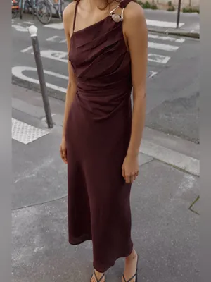 Nwt Zara Asymmetric 100% Linen Midi Dress Size Xs thumbnail 8