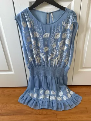 Free People Semi Sheer Embroidered Lace Mini Dress thumbnail 2