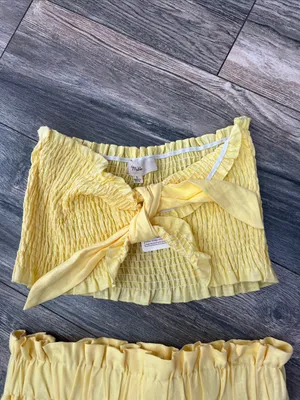 Yellow Smocked High-Waist Shorts Set- Women's thumbnail 4