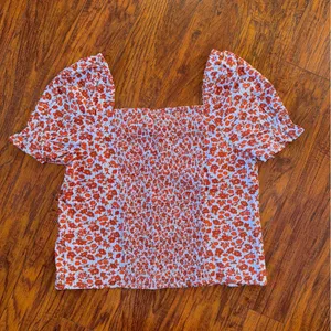NWOT Madewell Button-Front Smocked-Back Top in Piccola Floral 8 Medium thumbnail 6