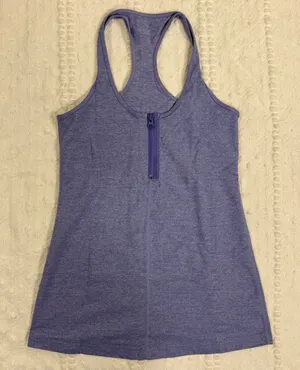Lululemon Heathered Purple Blue Quarter‎ Zip Racerback Athletic Tank Top Womens thumbnail 1
