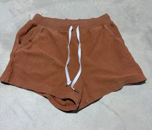 Aerie Rust Ribbed Drawstring Lounge Shorts medium thumbnail 1
