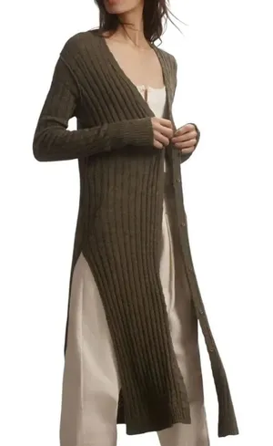 Pilcro Gauzy Olive Green Duster Cardigan Sweater(Size Medium) thumbnail 1