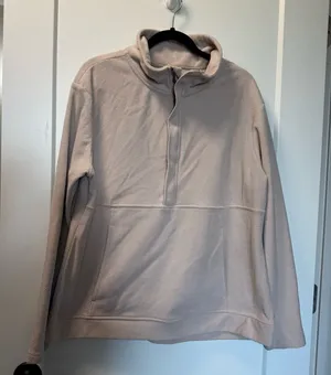 Avalanche Women's Half Zip Tan‎ Neutral Textured Fleece Pullover Sweatshirt XL thumbnail 1