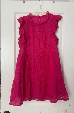 Entro Hot Pink Floral Lace Sundress Size L thumbnail 1
