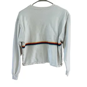 Brandy Melville John Galt White Rainbow Stripe Sweatshirt OS thumbnail 3
