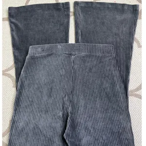 Aerie Groove-On Rib Velour Flare Pants Charcoal Gray Pull-On Size M 32” Inseam thumbnail 2