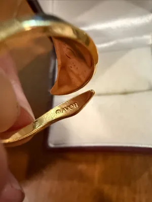 Avon Adjustable Green Enamel Leaf Ring with Gold-Tone Band thumbnail 2