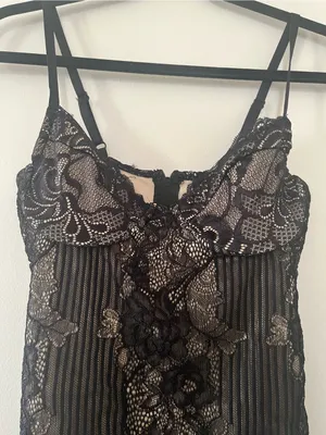 Lulus Black Lace Bodysuit Small Romantic Date Night Sheer Mesh Lingerie thumbnail 2