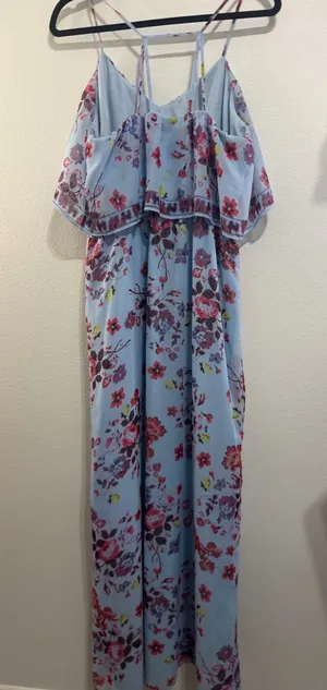 Vera Wang Light Blue Floral Dress thumbnail 1
