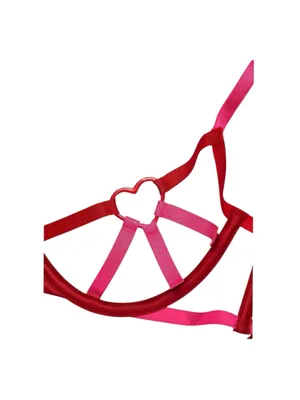 new Victoria's Secret ❤︎︎ Open Cup Strappy Demi Bra ❤︎︎ Pink Red ❤︎︎ Small DD thumbnail 4