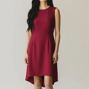 Nha Khanh Sleeveless Asymmetric High-Low A-Line Dress Cocktail Mini Dress 2 Red thumbnail 11