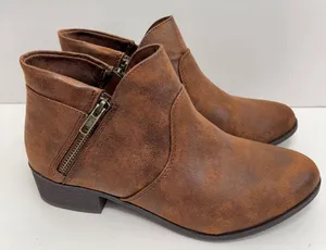 Sun + Stone Boots‎ Womens Brown Double Zip Size 5 Almond Toe Cushioned NEW thumbnail 1
