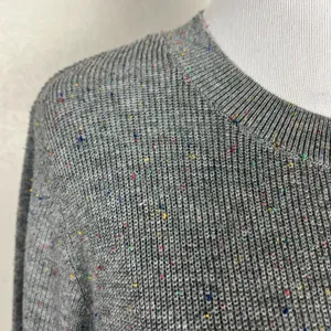 Loft Sweater Top‎ Women L Grey Speckled Ribbed Knit Crew Neck Preppy Lightweight thumbnail 4