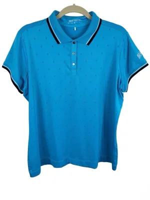 Nike Golf Dri-FIT Polo Shirt Womens XL Blue Short Sleeve Textured Dot thumbnail 1
