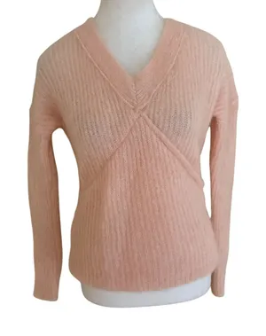 SEZANE Pink Mohair Blend V Neck‎ Knit Sweater Size Small thumbnail 1