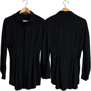 White Fox Feels Like A Holiday Shirt Dress Womens Small Black Micro Mini Pleated thumbnail 4