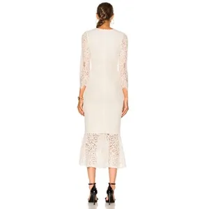 ALEXIS Nadege Lace Midi Mermaid Dress Off White Bridal Women Elegant size small thumbnail 6