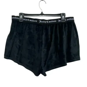 Juicy Couture Velour‎ Sleep Shorts Black Monogram Logo XL Y2K thumbnail 2