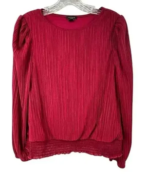 Ann Taylor Factory Women's Red Puff Sleeve Blouse Size S‎ thumbnail 1