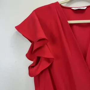 Amanda‎ Uprichard Red Martinique Midi Dress Ruffle Sleeve Tulip Hem Belt MEDIUM thumbnail 8