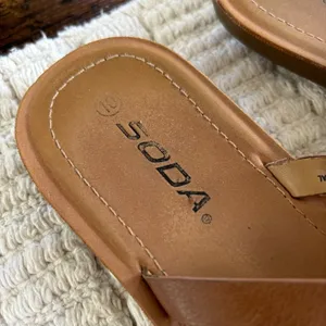 Soda Strappy Flat Sandals Size 10 Tan Brown Toe‎ Loop Slip On Boho Summer Shoes thumbnail 8