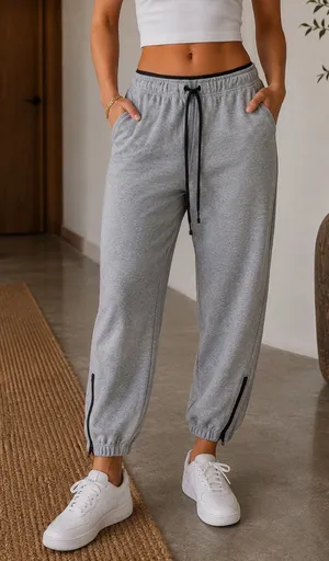 Tna Aritzia Jogger Sweatpants Womens XXS Grey Ankle Zip Drawstring Athletic thumbnail 1