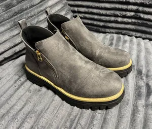 Women’s Gray Faux Suede Booties thumbnail 1
