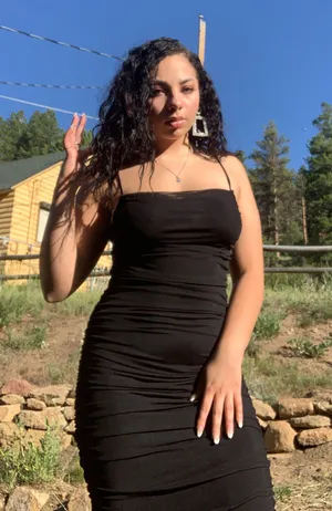 Express Black Rouched Dress thumbnail 1