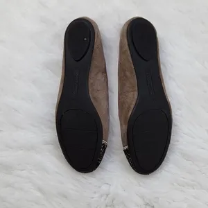 Enzo Angiolini Eabealyn Taupe Suede Ballet Flats Spotted‎ Pony Fur Cap Toe 8 thumbnail 5